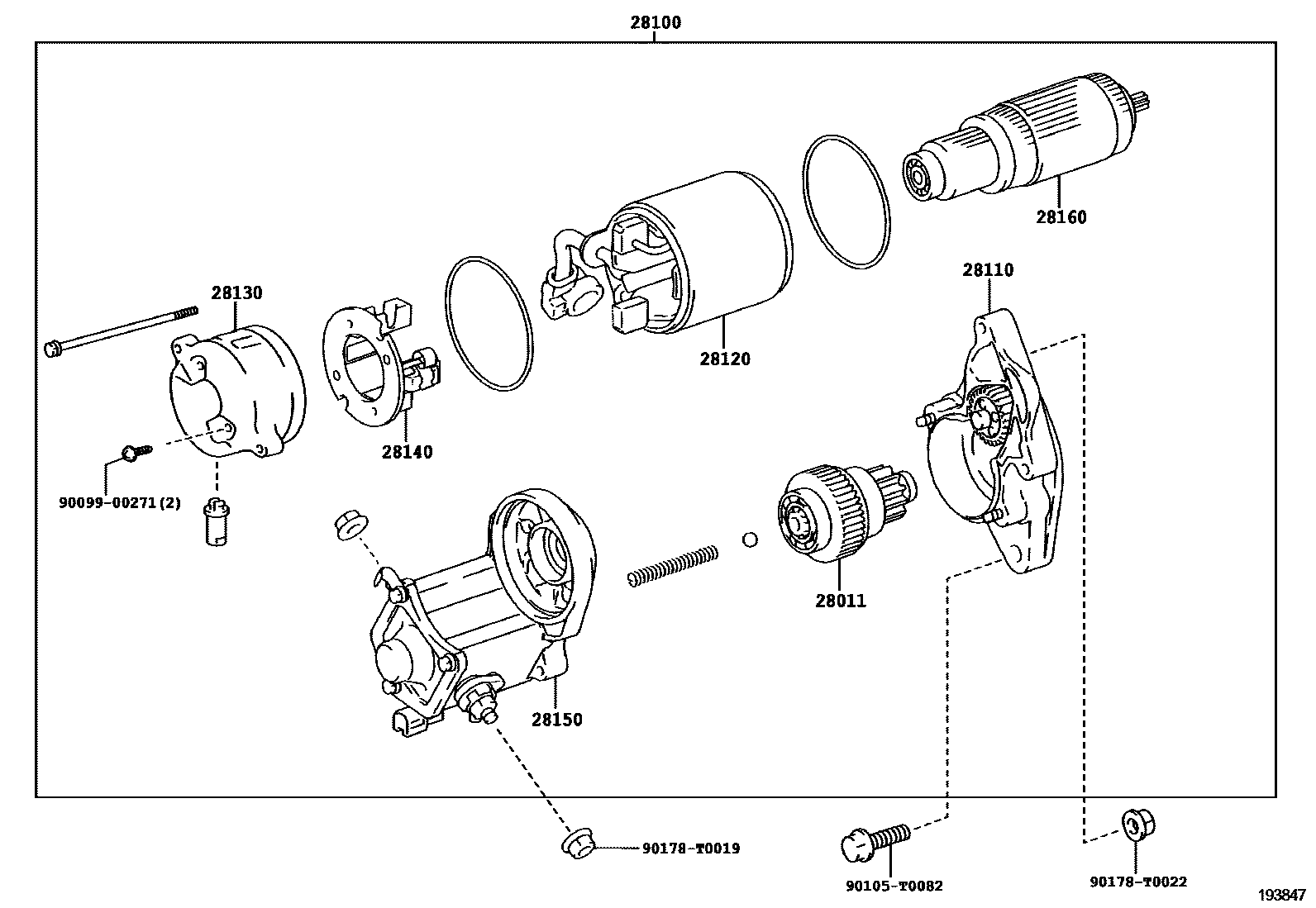 Toyota HILUX 起动机 EPC diagram — 193847