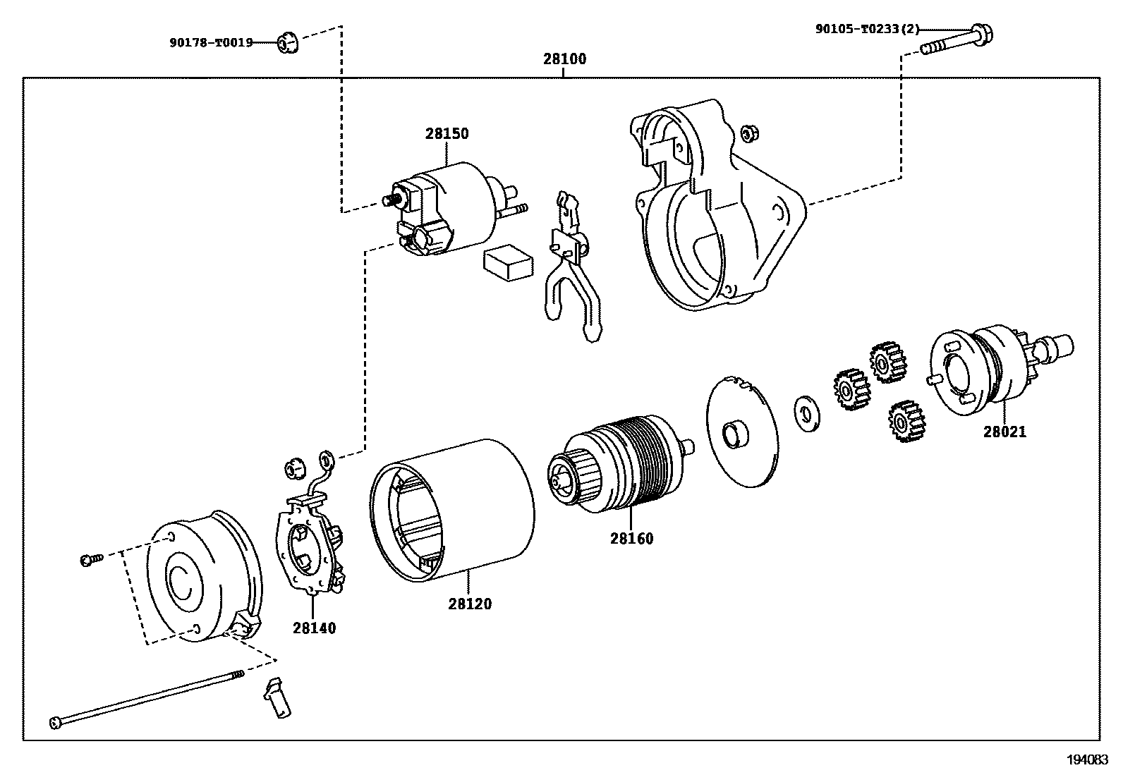 Toyota HILUX 起动机 EPC diagram — 194083