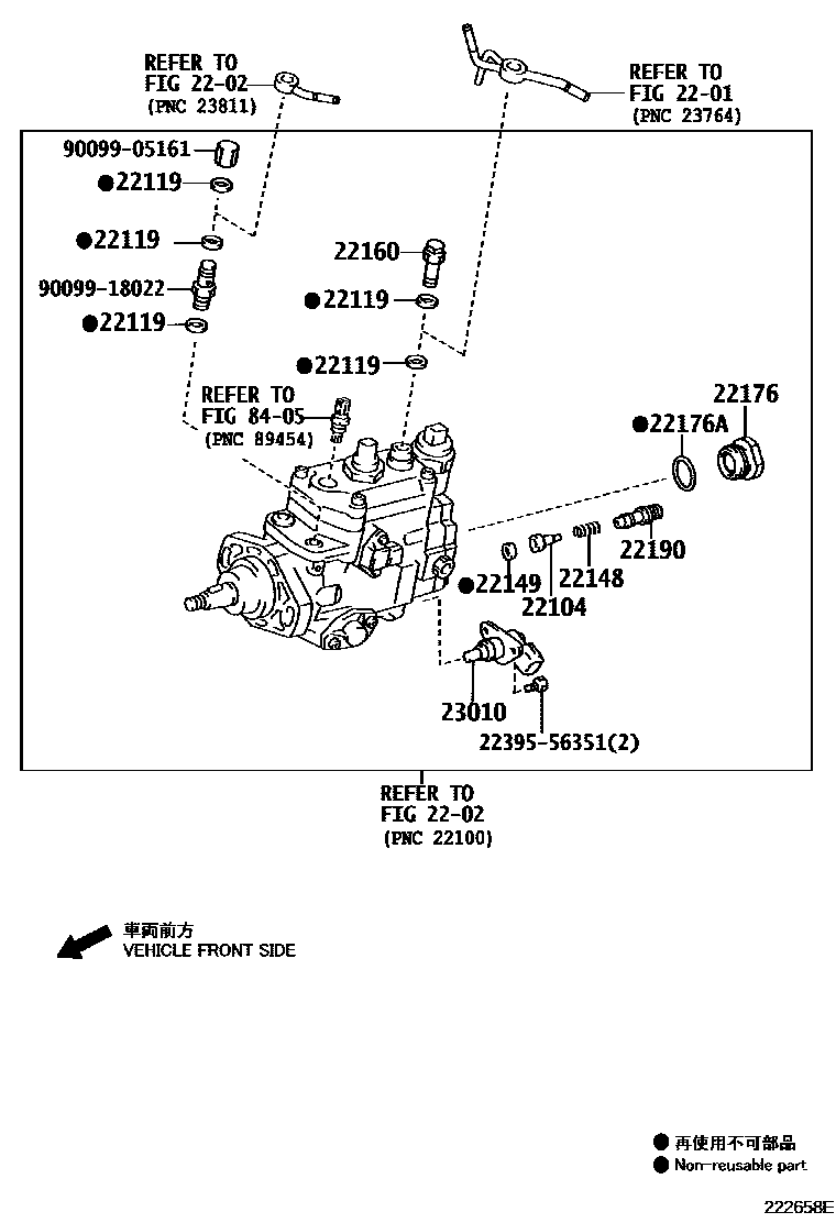 Toyota HILUX 喷油泵体 EPC diagram — 222658E