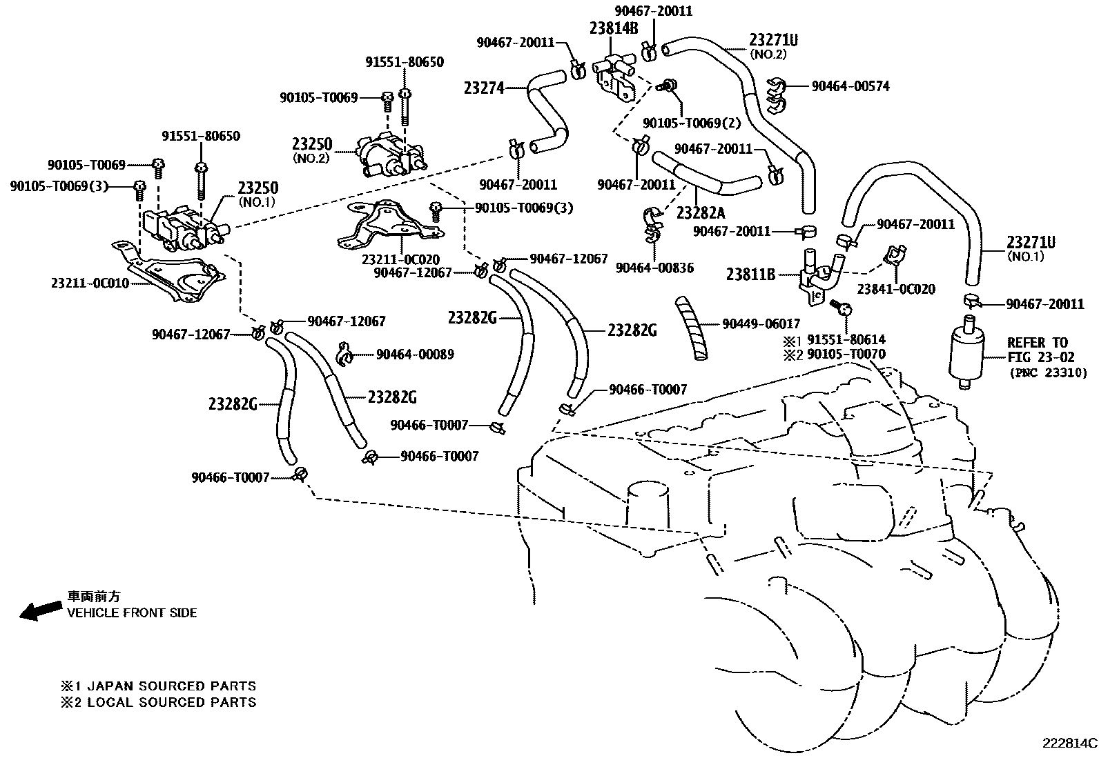 Toyota HILUX 燃油喷射系统 EPC diagram — 222814C