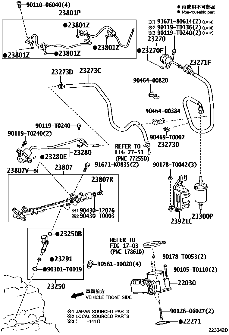 Toyota HILUX 燃油喷射系统 EPC diagram — 223042D