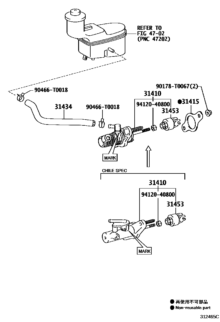 Toyota HILUX 离合器总泵 EPC diagram — 312465C