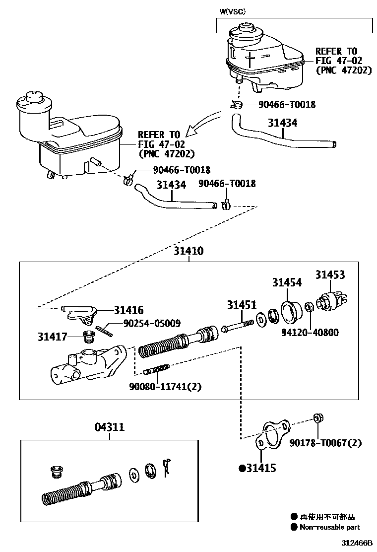 Toyota HILUX 离合器总泵 EPC diagram — 312466B