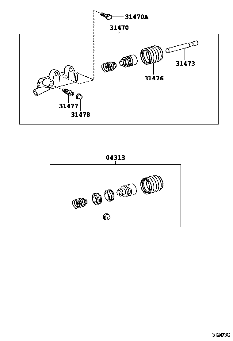 Toyota HILUX 离合器分离缸 EPC diagram — 312473C