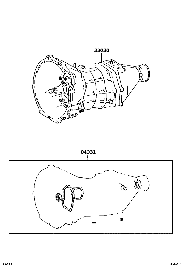 Toyota HILUX 传动桥或变速器总成和衬垫组件(MTM) EPC diagram — 334292