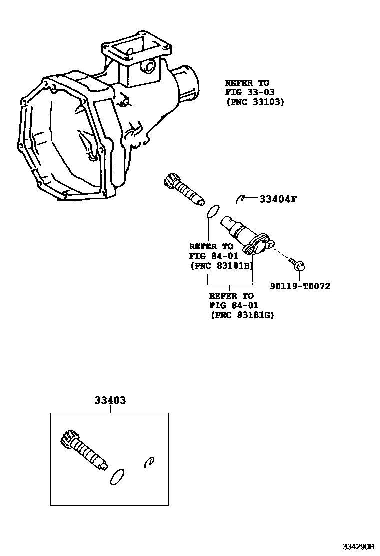 Toyota HILUX 速度表从动齿轮(MTM) EPC diagram — 334290B