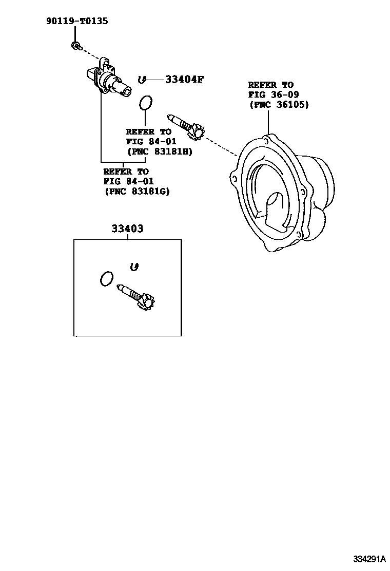 Toyota HILUX 速度表从动齿轮(MTM) EPC diagram — 334291A