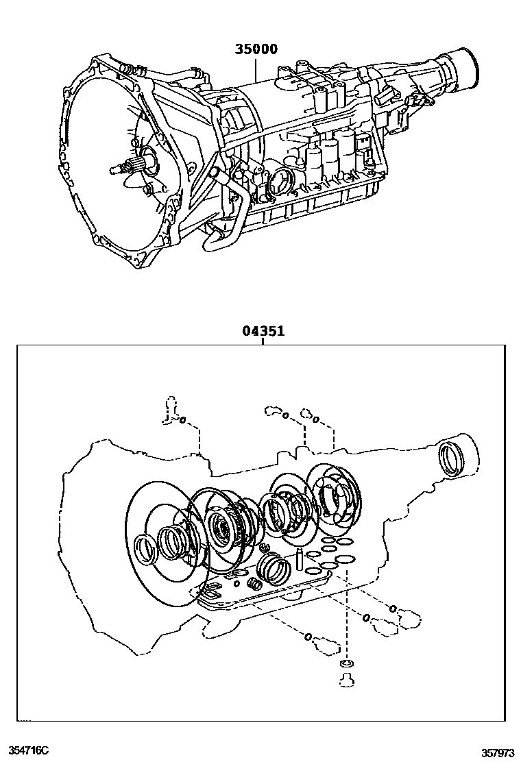 Toyota HILUX 传动桥或变速器总成和衬垫组件(ATM) EPC diagram — 357973