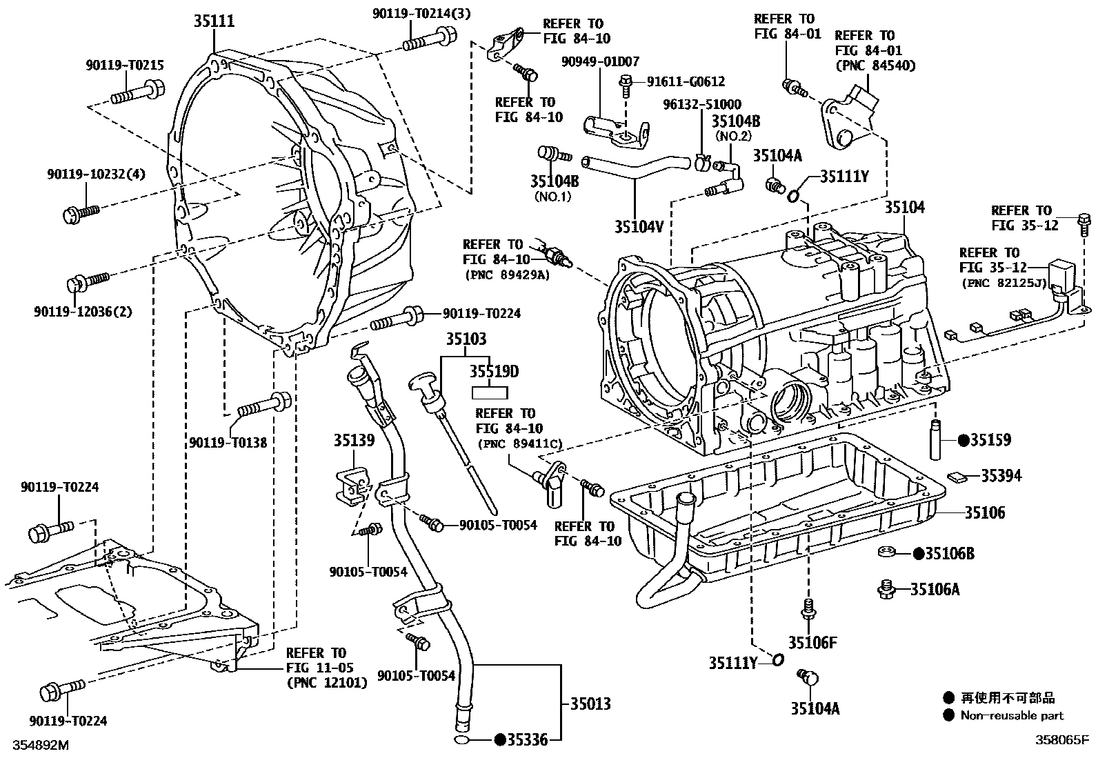 Toyota HILUX 变速器壳和油底壳(ATM) EPC diagram — 358065F