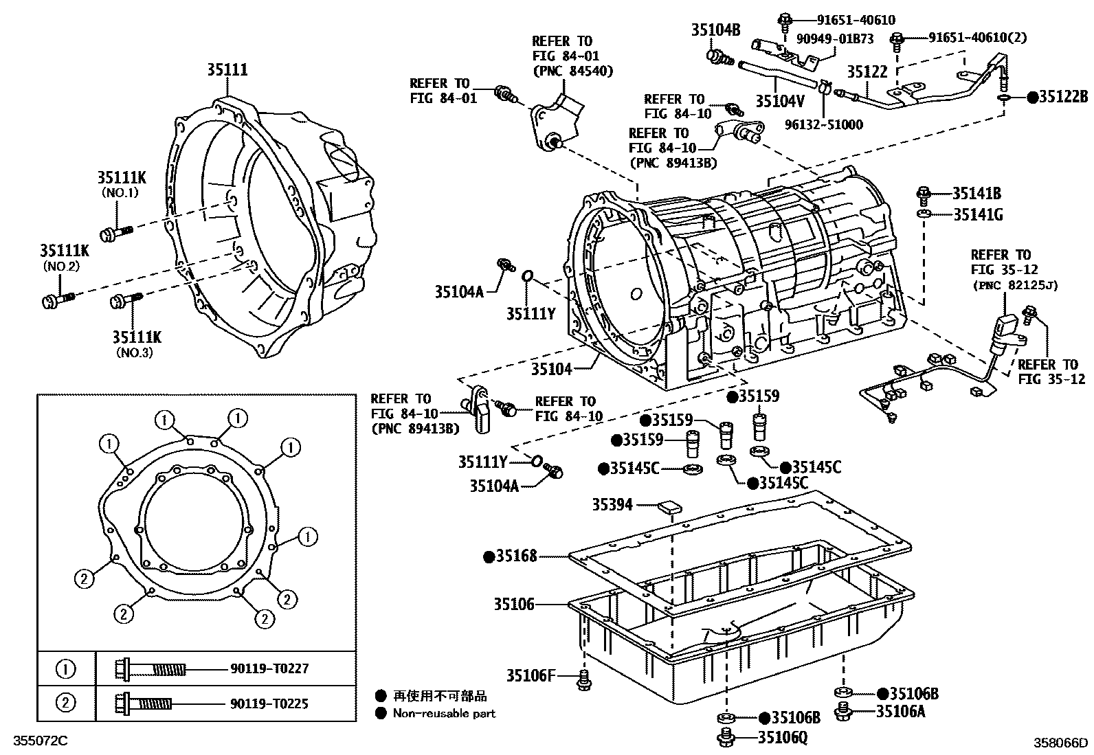 Toyota HILUX 变速器壳和油底壳(ATM) EPC diagram — 358066D