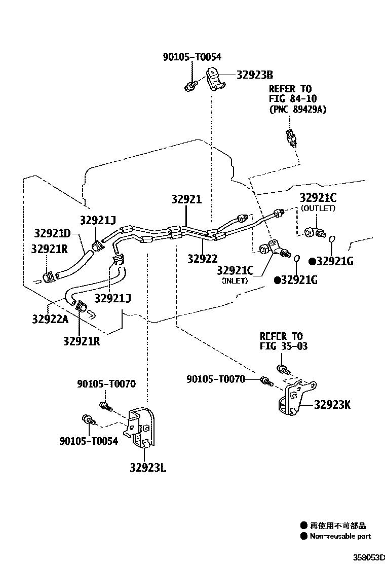 Toyota HILUX 变速器油冷却器和配管(ATM) EPC diagram — 358053D