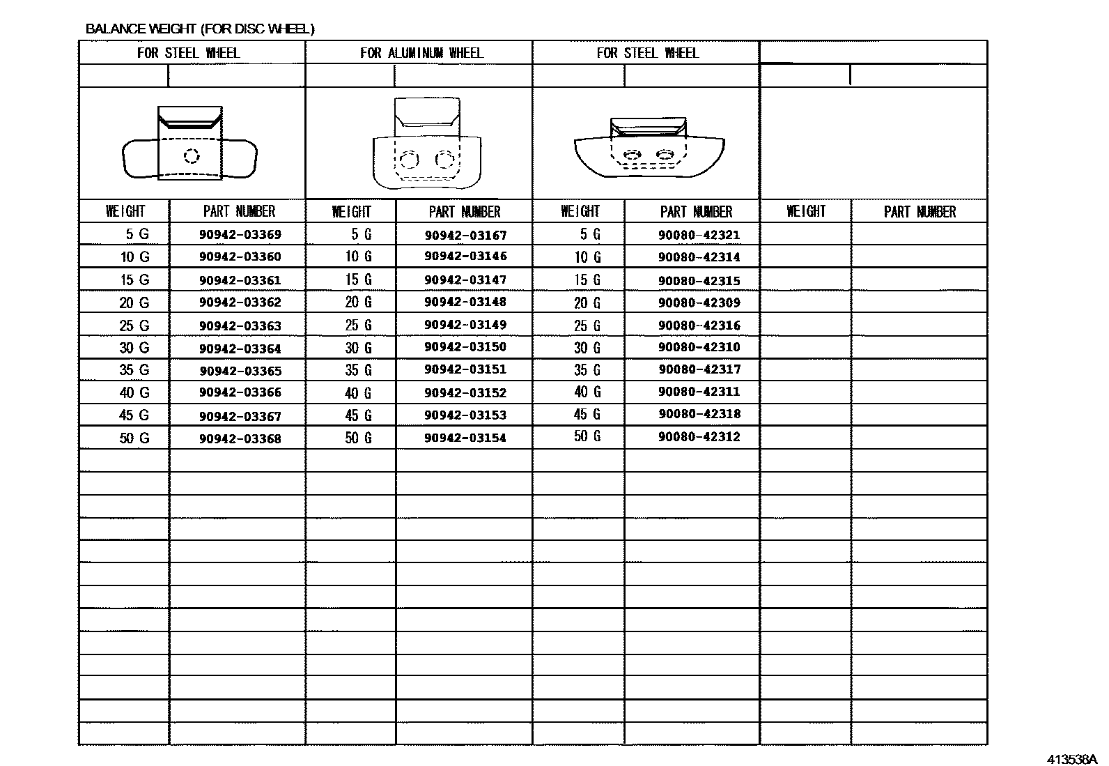 Toyota HILUX 车轮和车轮盖 EPC diagram — 413538A