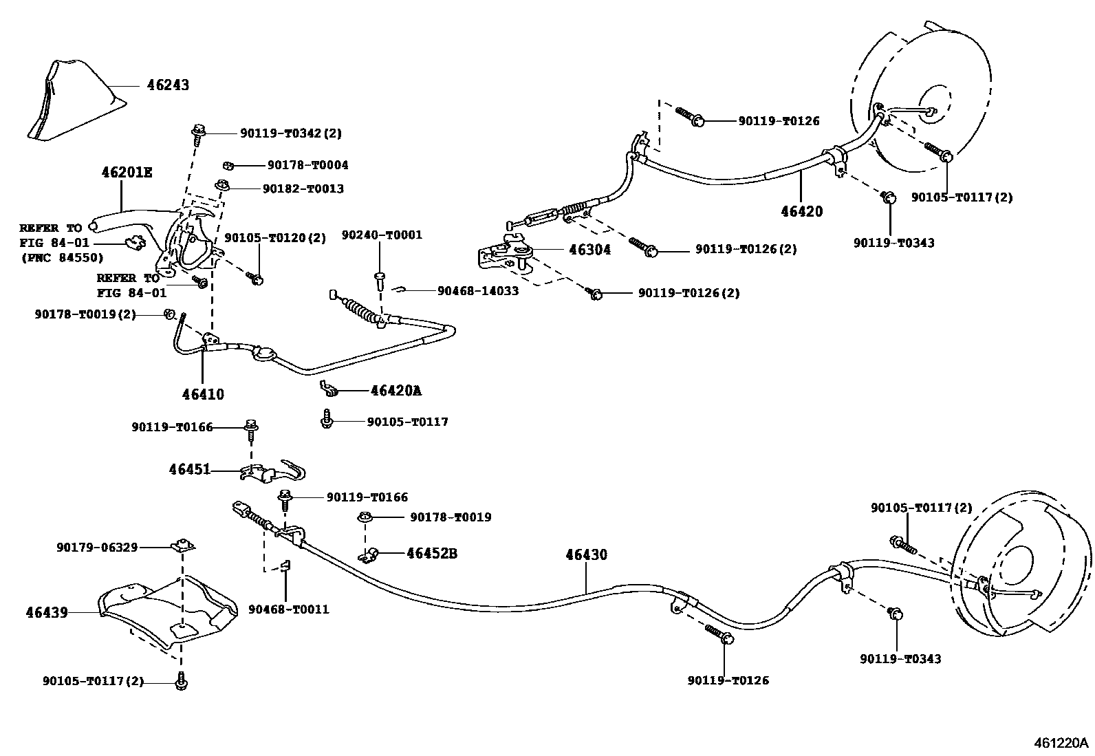 Toyota HILUX Parking Brake & Cable EPC diagram — 461220A