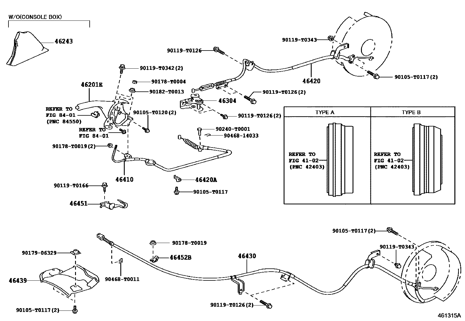 Toyota HILUX Parking Brake & Cable EPC diagram — 461315A