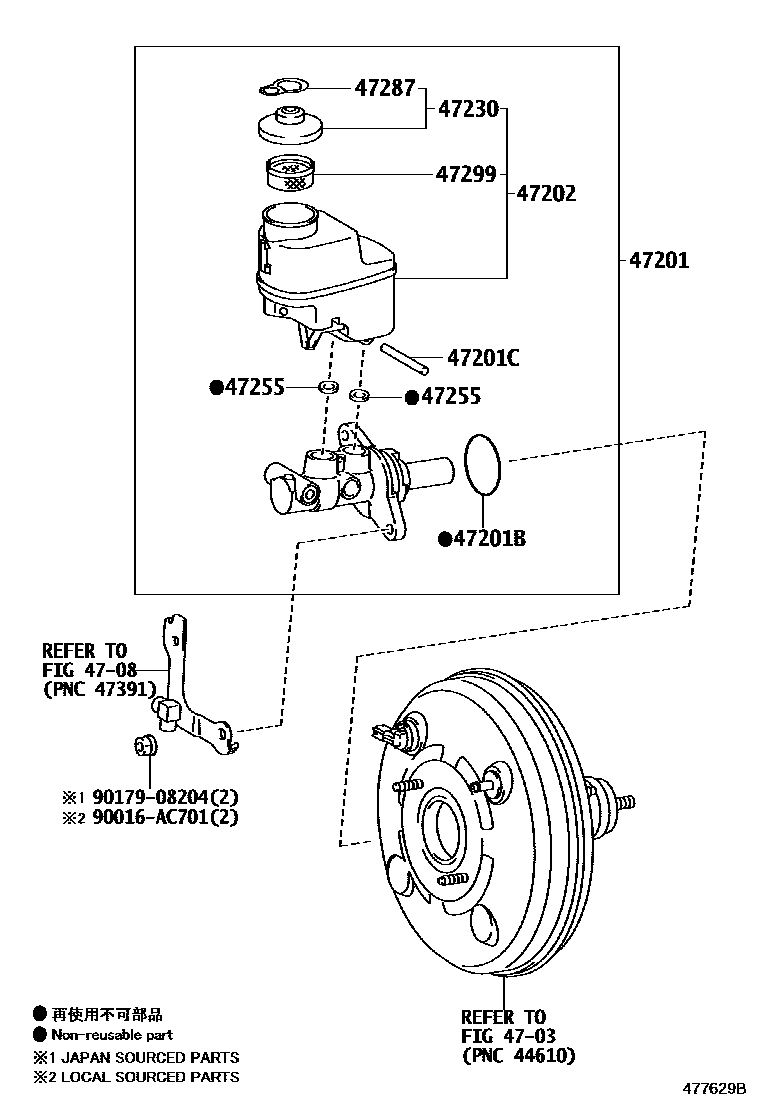 Toyota HILUX 制动总泵 EPC diagram — 477629B