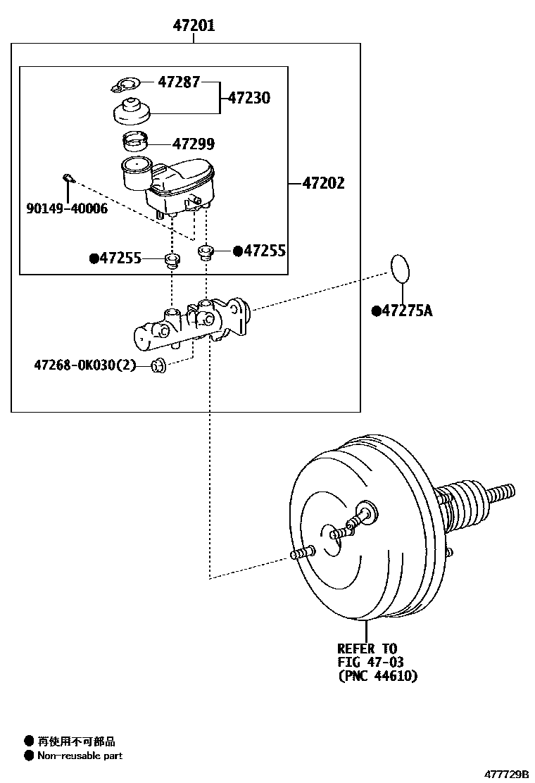 Toyota HILUX 制动总泵 EPC diagram — 477729B