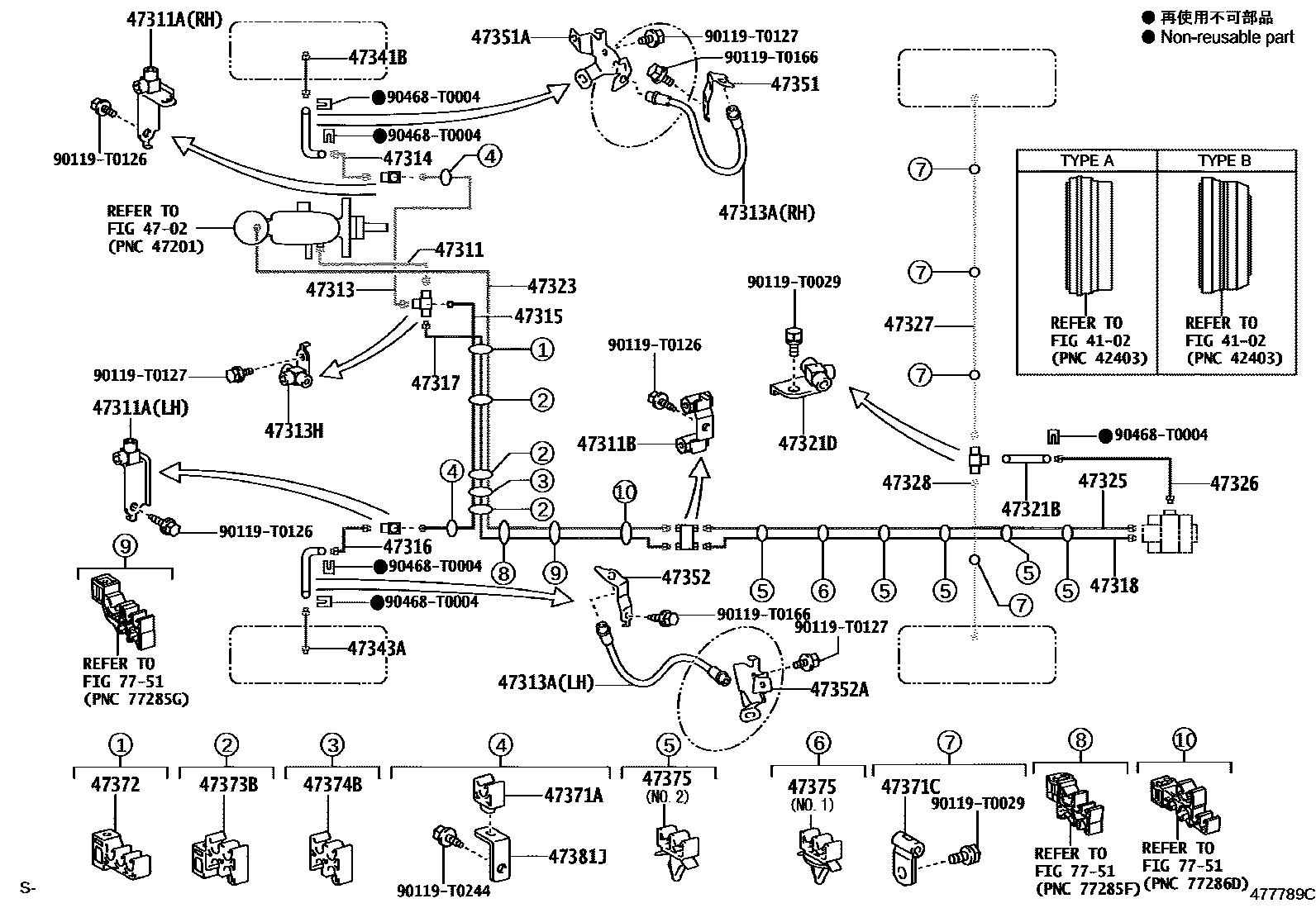 Toyota HILUX 制动配管和卡箍 EPC diagram — 477789C
