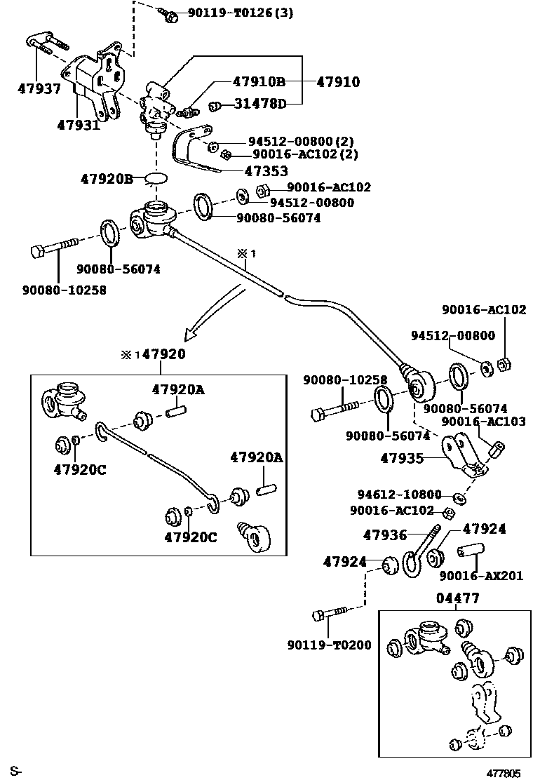 Toyota HILUX 制动配管和卡箍 EPC diagram — 477805