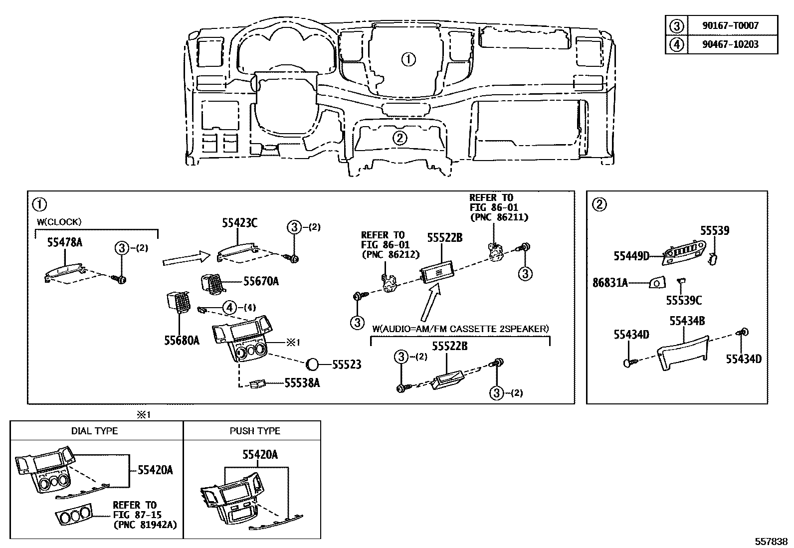 Toyota HILUX 仪表板和手套箱 EPC diagram — 557838