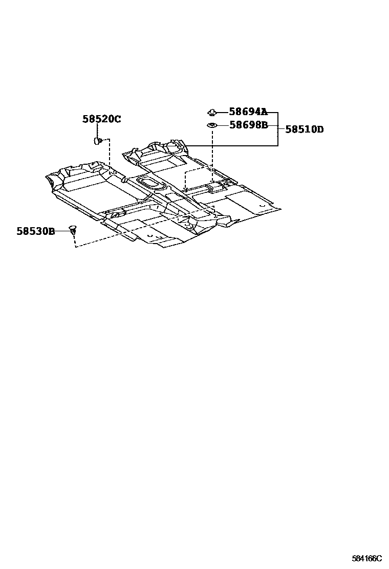Toyota HILUX 地板垫和消声垫 EPC diagram — 584166C