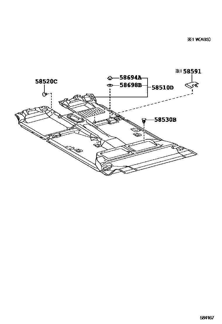 Toyota HILUX 地板垫和消声垫 EPC diagram — 584167