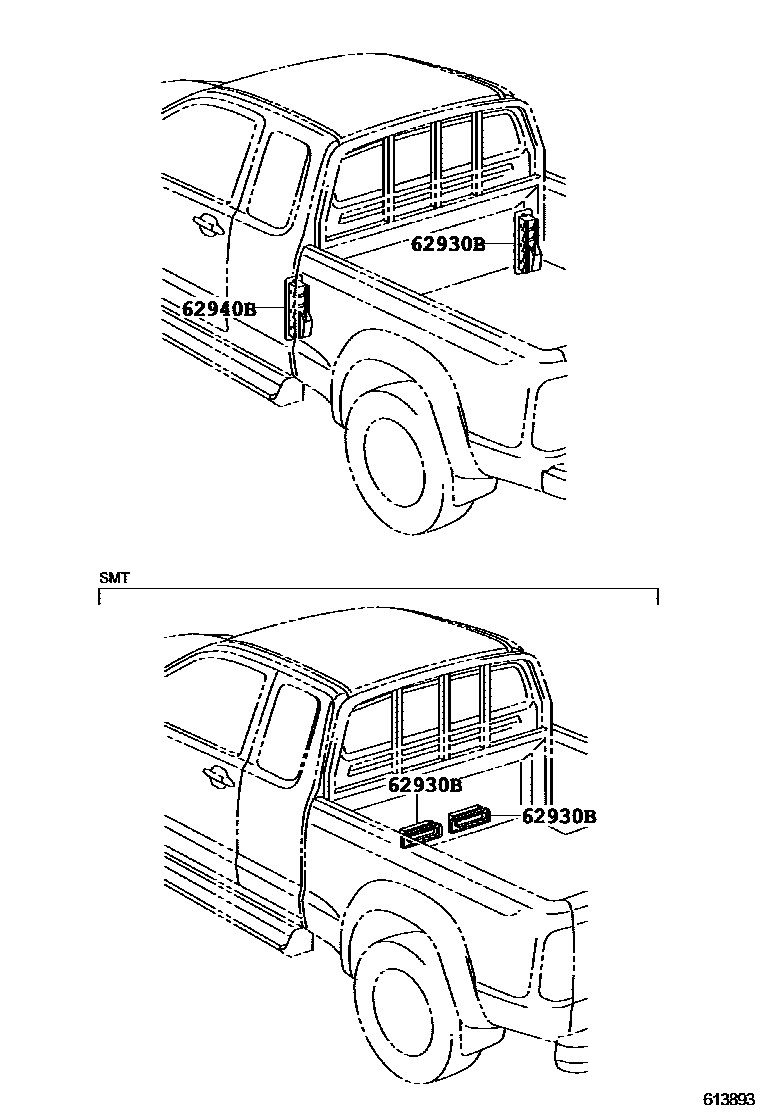 Toyota HILUX 后通风装置和车顶通风装置 EPC diagram — 613893