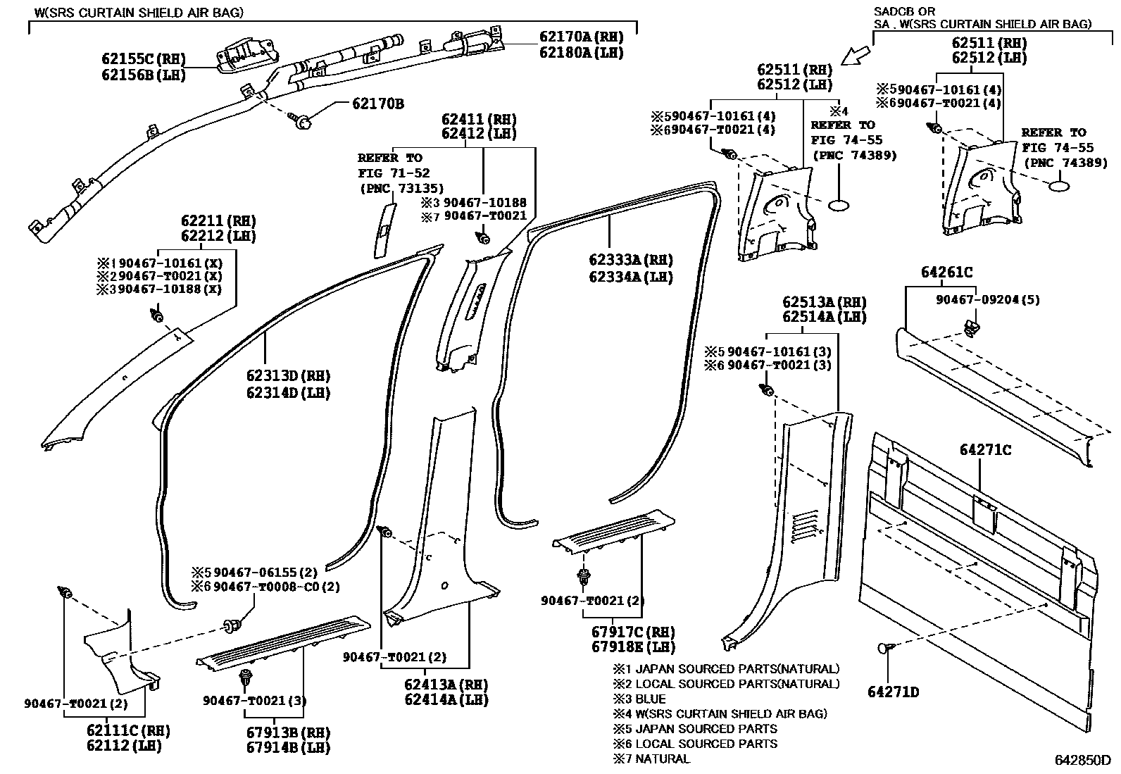 Toyota HILUX 车内装饰板 EPC diagram — 642850D