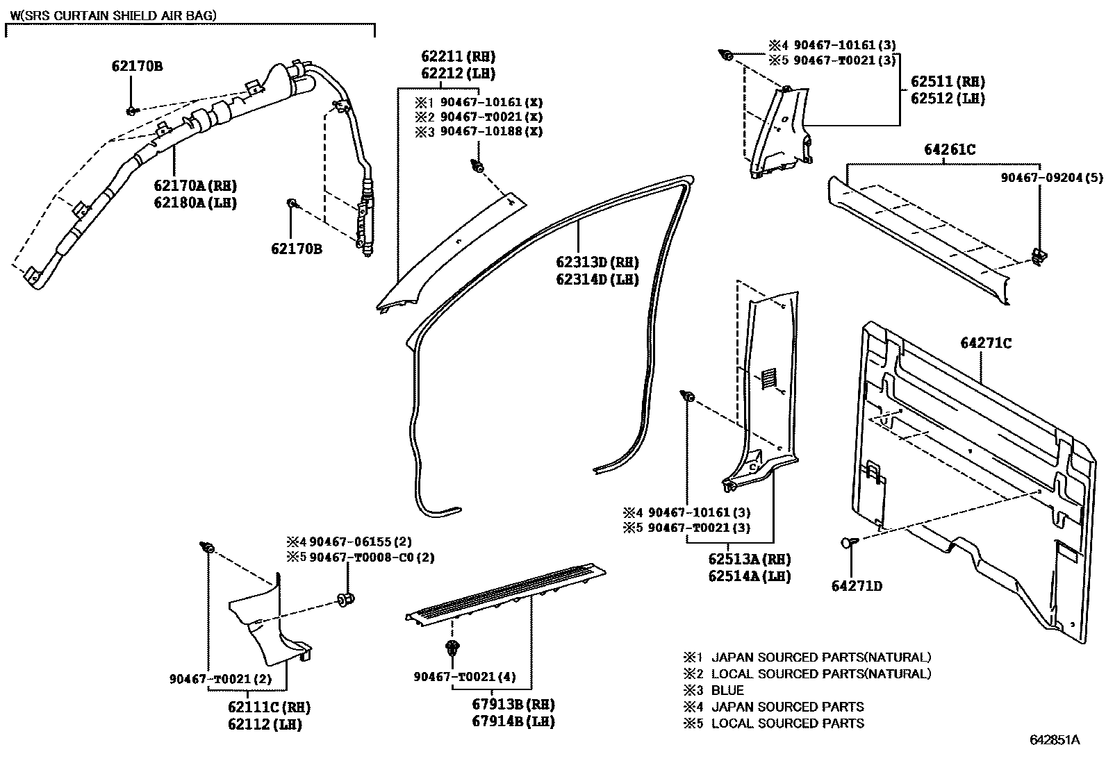 Toyota HILUX 车内装饰板 EPC diagram — 642851A