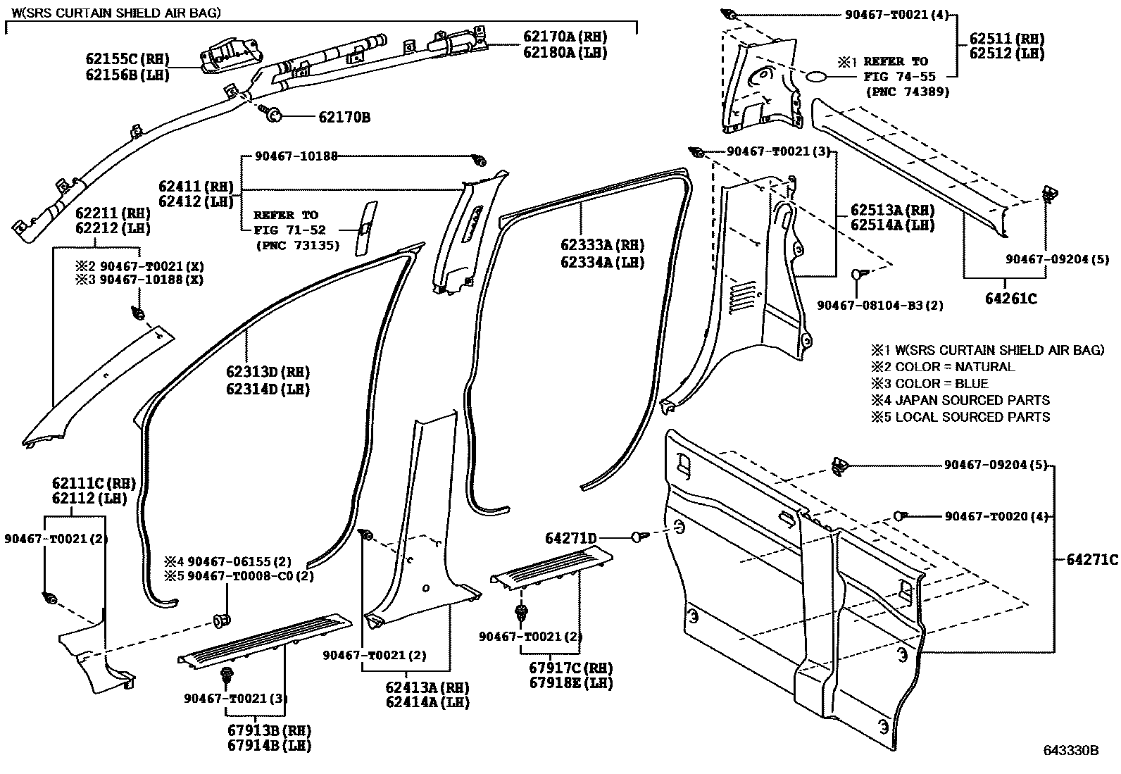 Toyota HILUX 车内装饰板 EPC diagram — 643330B