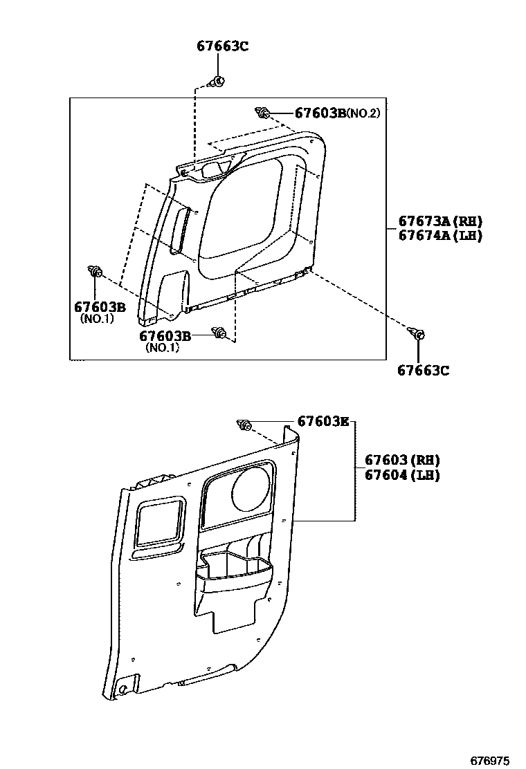 Toyota HILUX 后门板和后门玻璃 EPC diagram — 676975