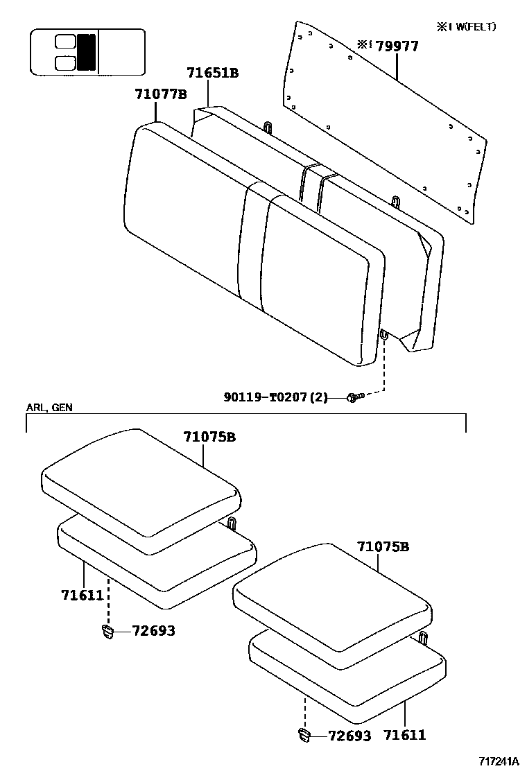 Toyota HILUX 座椅和座椅滑轨 EPC diagram — 717241A