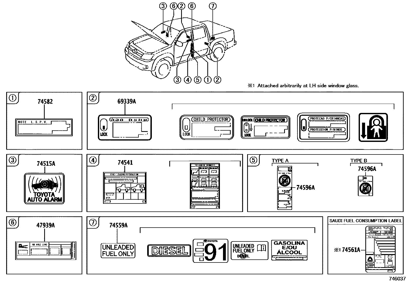 Toyota HILUX warning nameplate EPC diagram — 746037