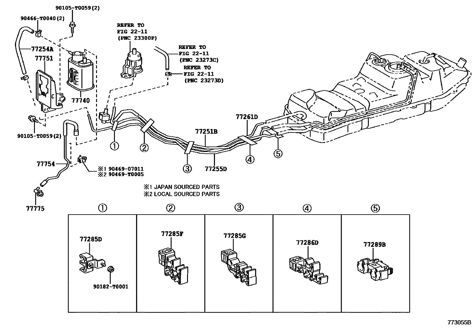 Toyota HILUX 燃油箱和燃油管 EPC diagram — 773055B