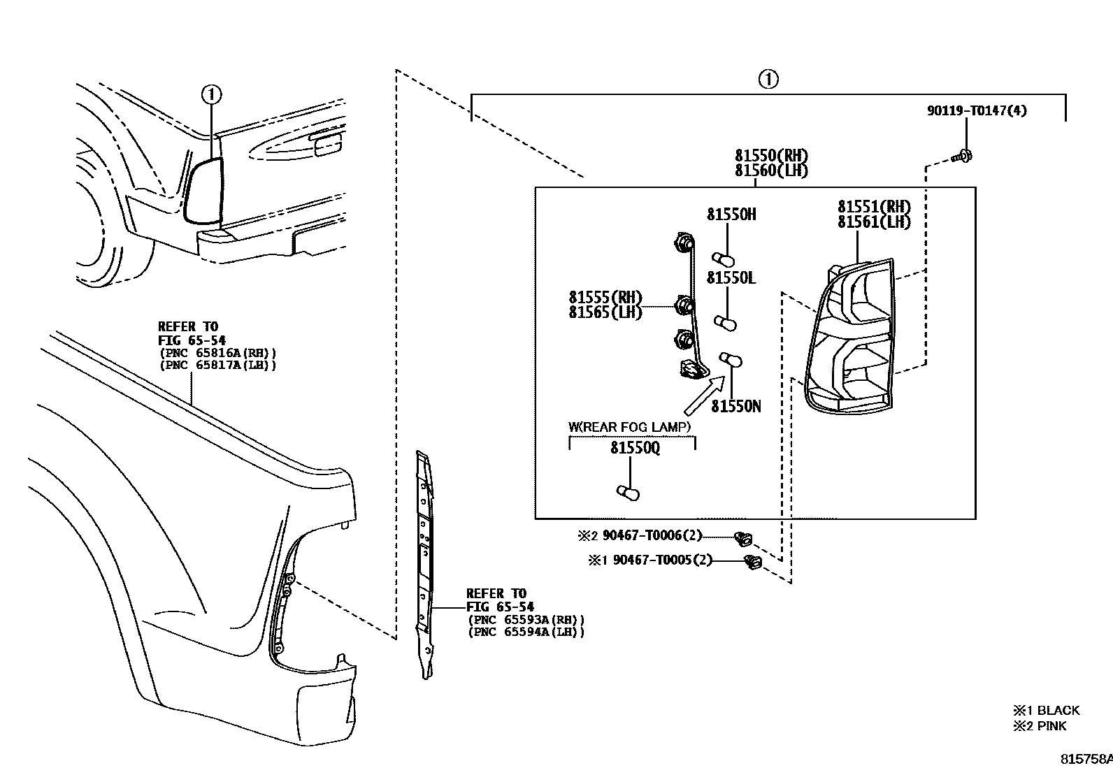 Toyota HILUX 后组合灯 EPC diagram — 815758A