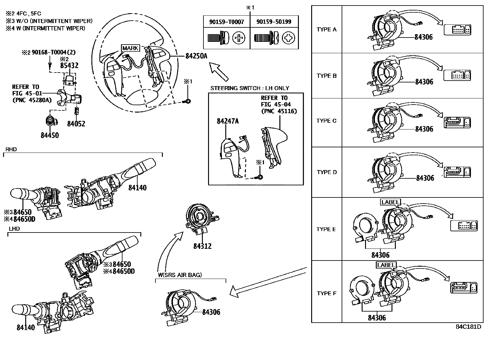 Toyota HILUX 开关和继电器和ECU EPC diagram — 84C181D