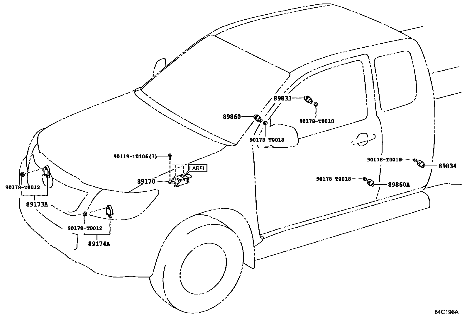 Toyota HILUX 空气囊 EPC diagram — 84C196A