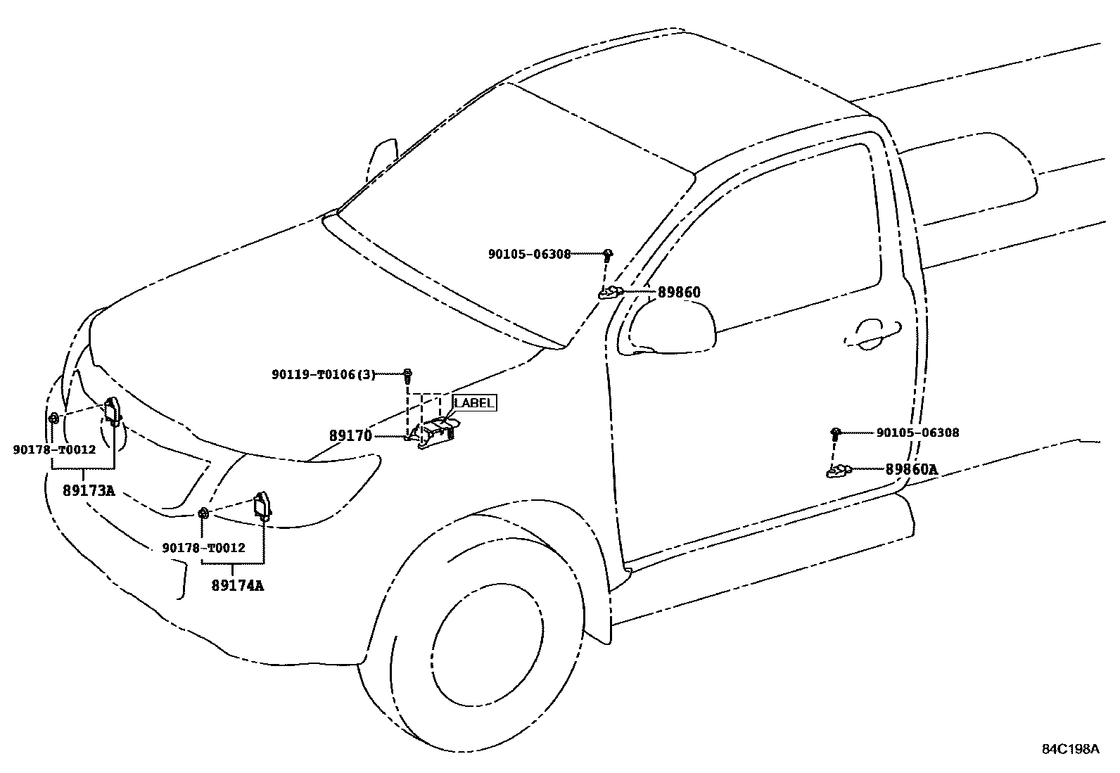 Toyota HILUX 空气囊 EPC diagram — 84C198A