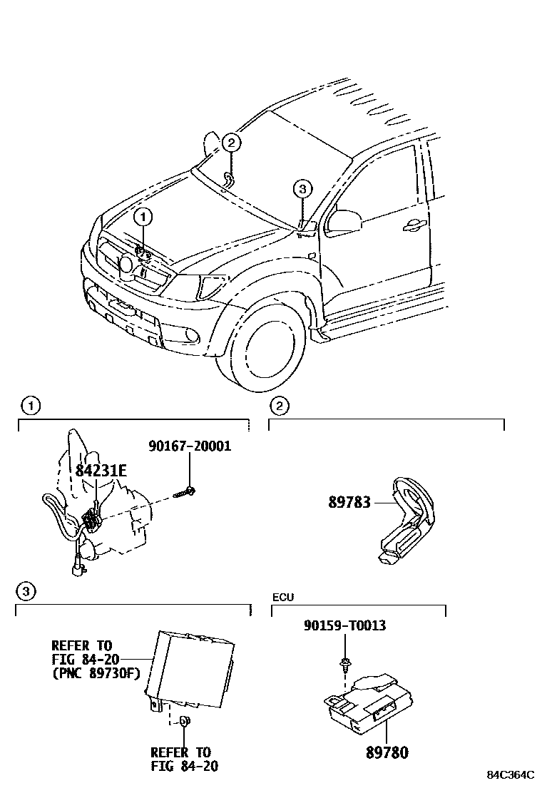 Toyota HILUX 防盗装置 EPC diagram — 84C364C