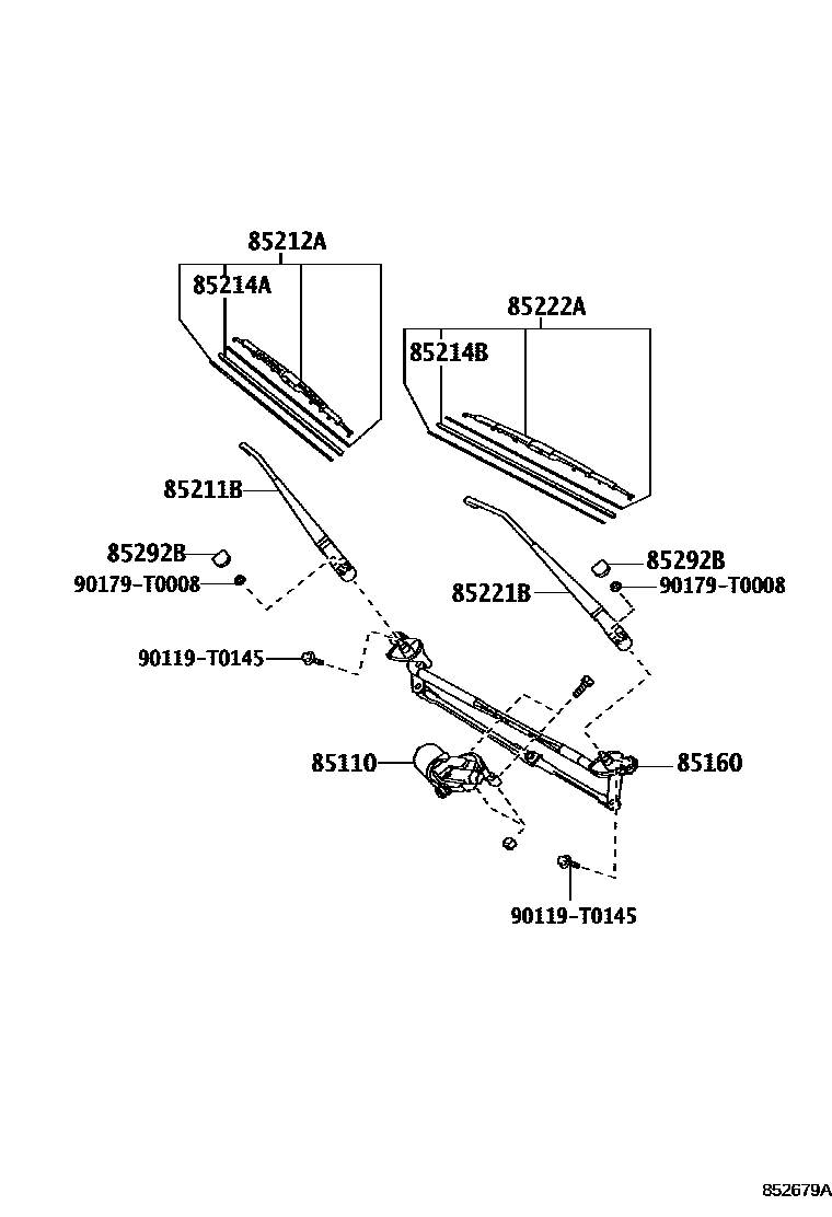 Toyota HILUX 挡风玻璃刮水器 EPC diagram — 852679A