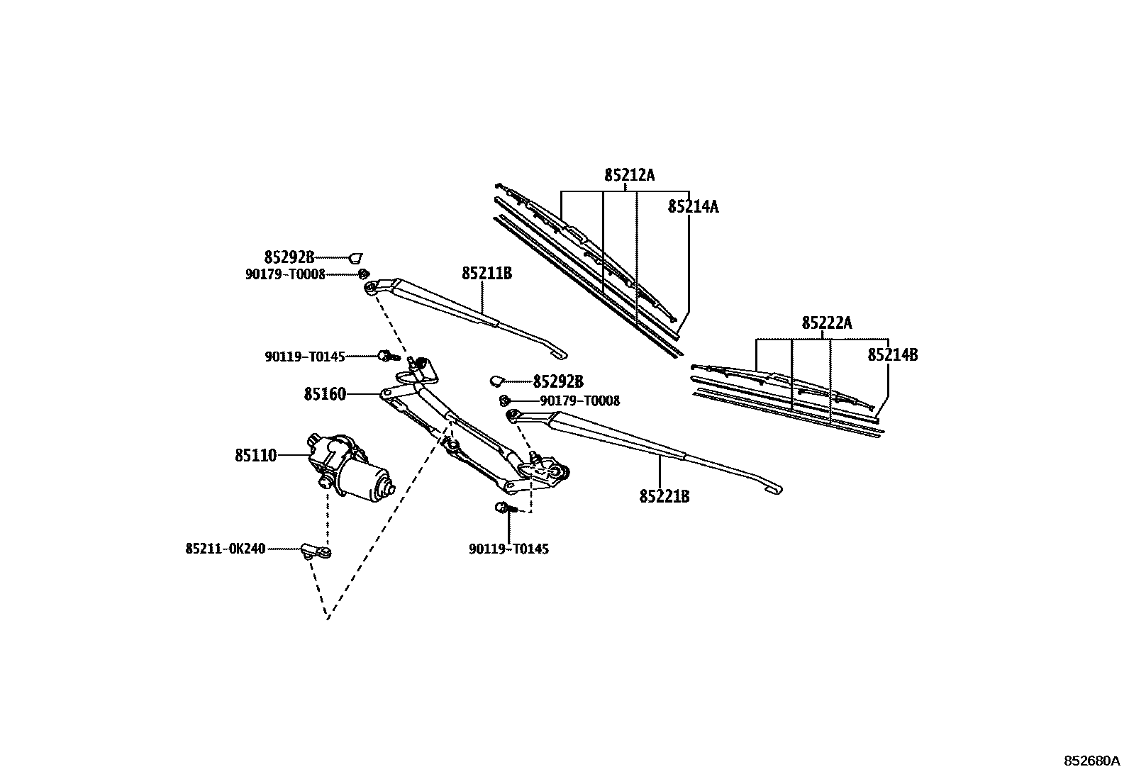 Toyota HILUX 挡风玻璃刮水器 EPC diagram — 852680A