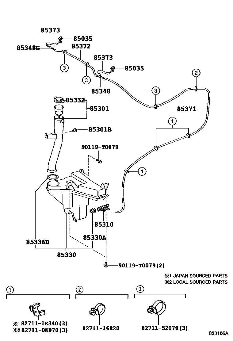 Toyota HILUX 挡风玻璃清洗器 EPC diagram — 853166A