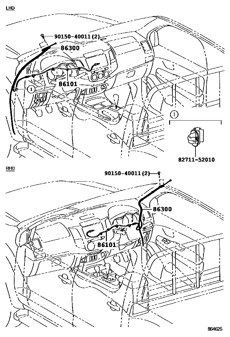 Toyota HILUX antenna EPC diagram — 864625
