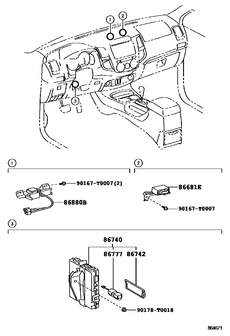 Toyota HILUX 车载电话和呼救装置 EPC diagram — 864671