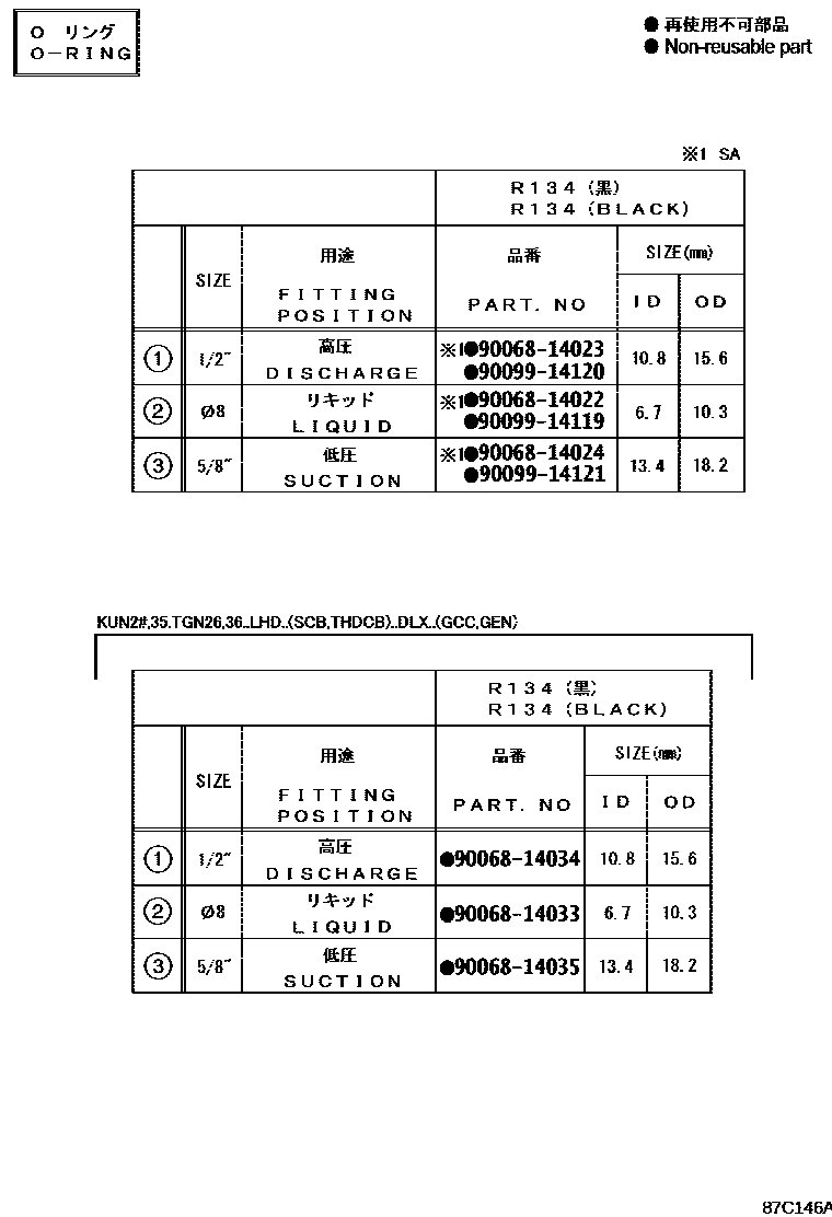 Toyota HILUX 暖风和空调系统 - 冷却器组件 EPC diagram — 87C146A
