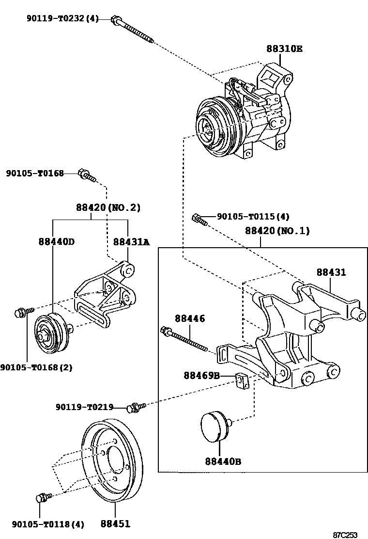 Toyota HILUX Heating & Air Conditioning - Compressor EPC diagram — 87C253