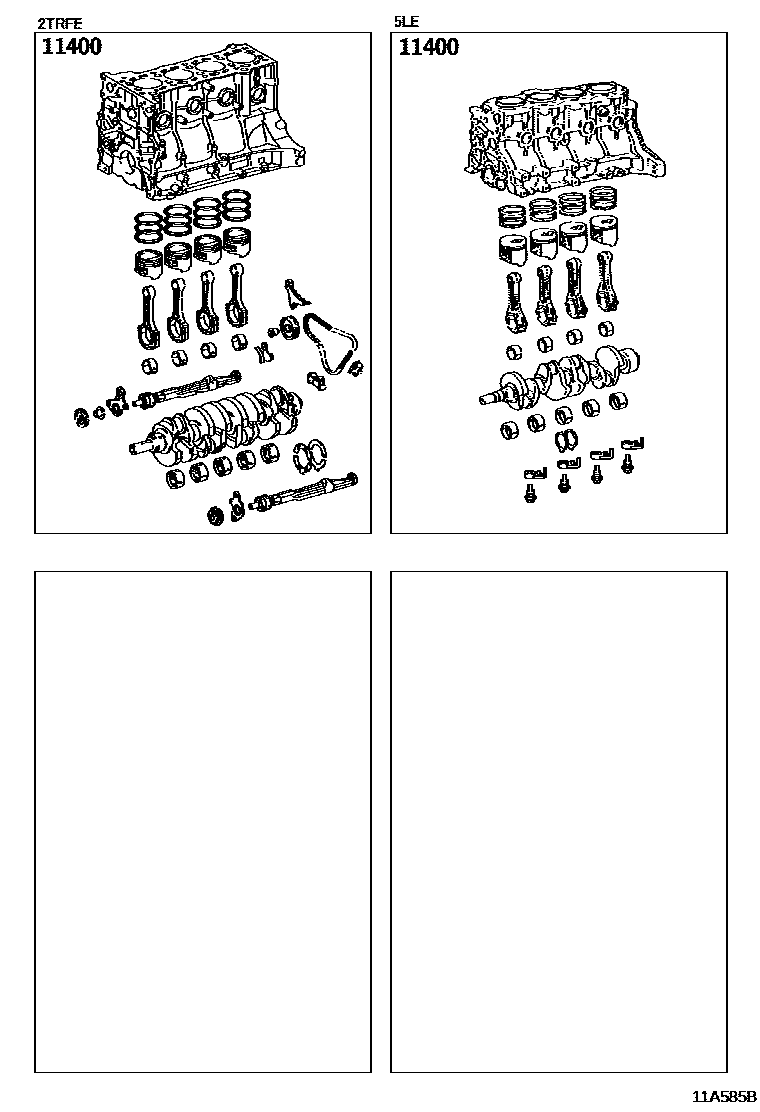 Toyota HILUX Short Block Assembly EPC diagram — 11A585B