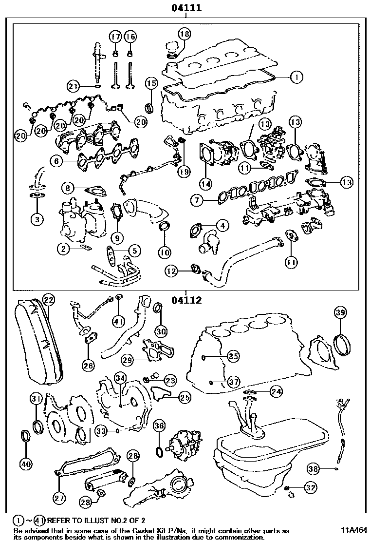 Toyota HILUX Engine Overhaul Gasket Kit EPC diagram — 11A464