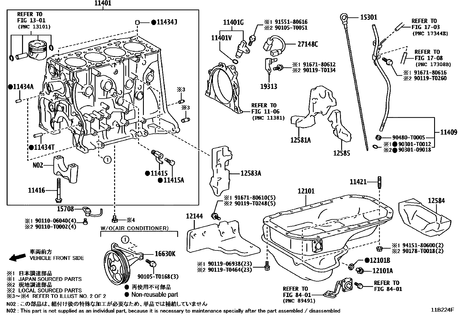 Toyota HILUX Cylinder Block EPC diagram — 11B224F