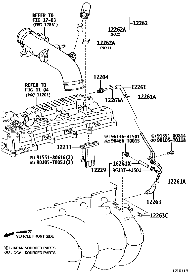 Toyota HILUX Ventilation Hose EPC diagram — 121011B