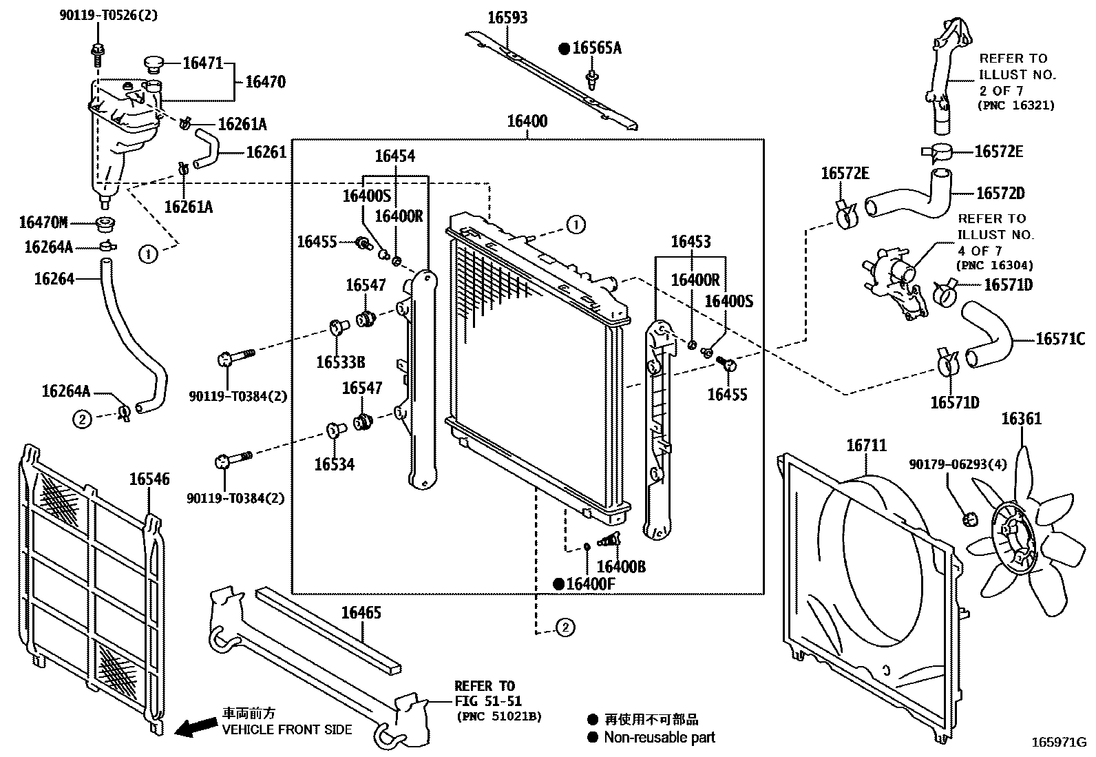 Toyota HILUX RADIATOR & WATER OUTLET EPC diagram — 165971G